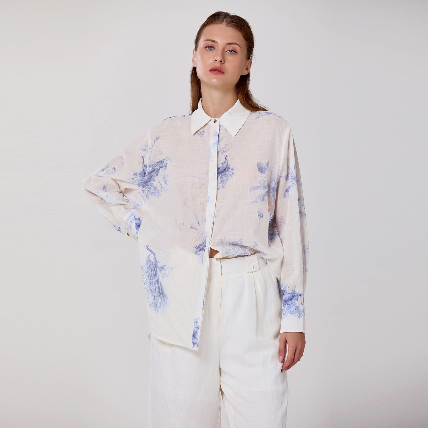 Chemisier manches longues et imprimé fleurs