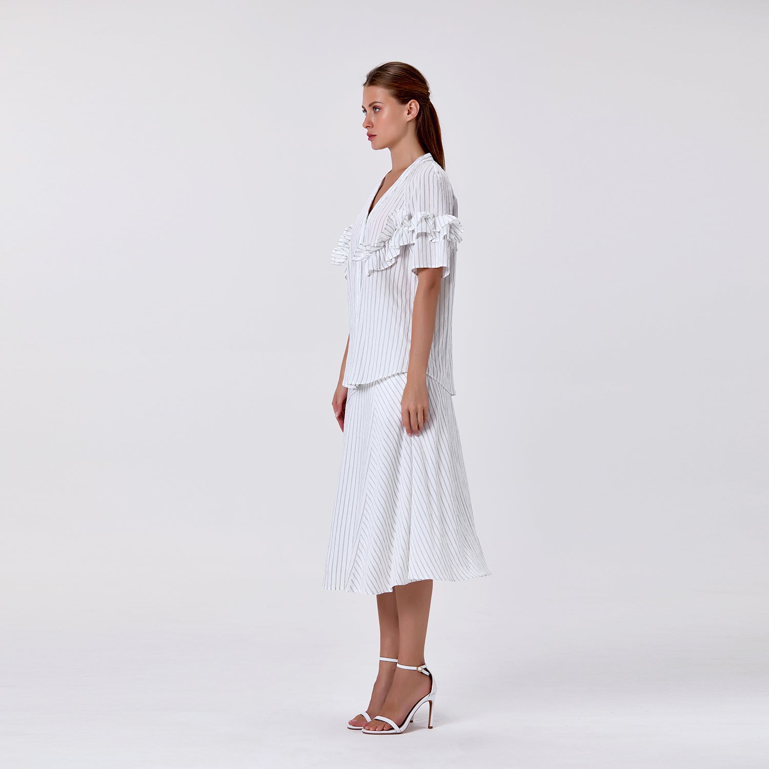 Blouse fluide à volants et col V