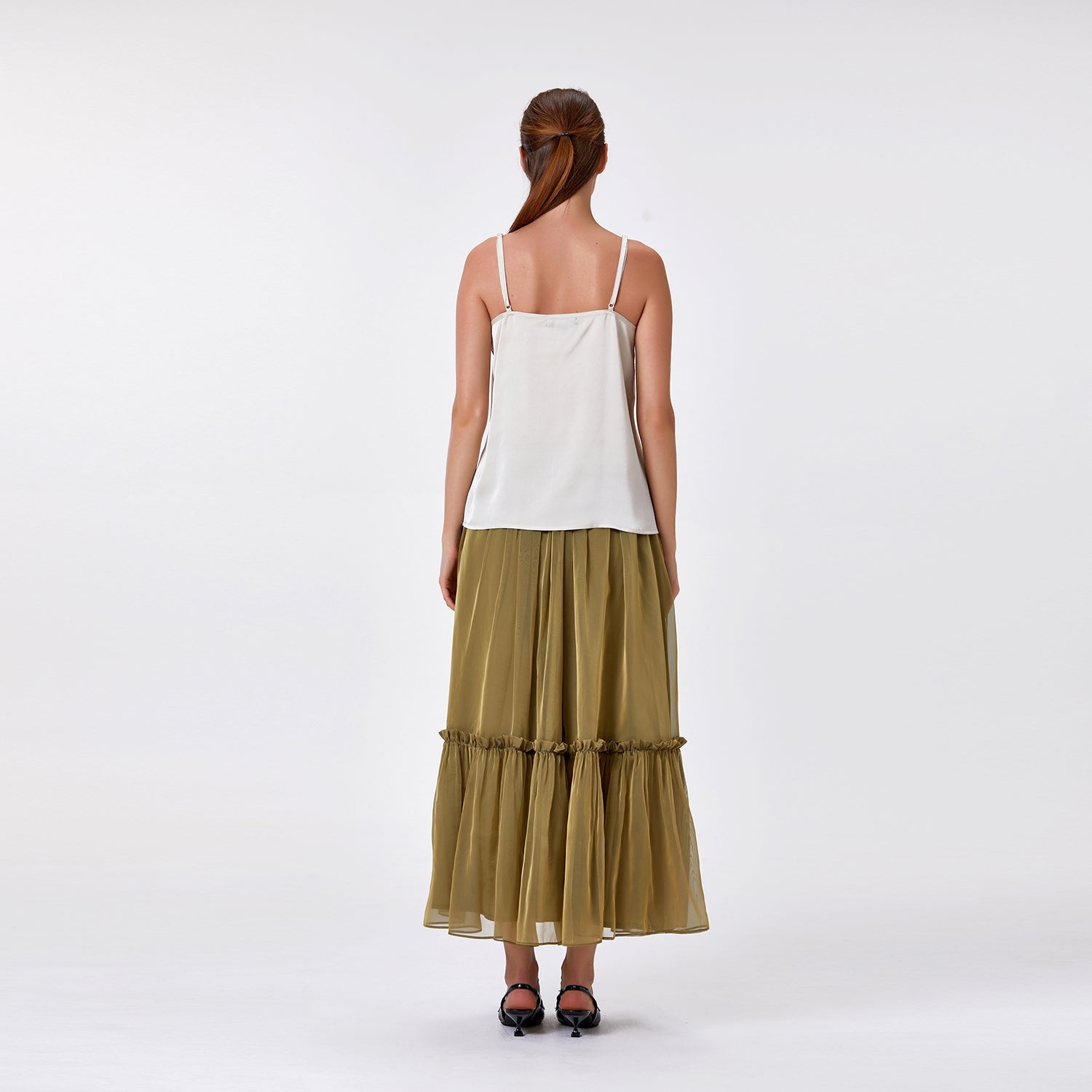 Jupe bohème à volants avec taille élastiquée