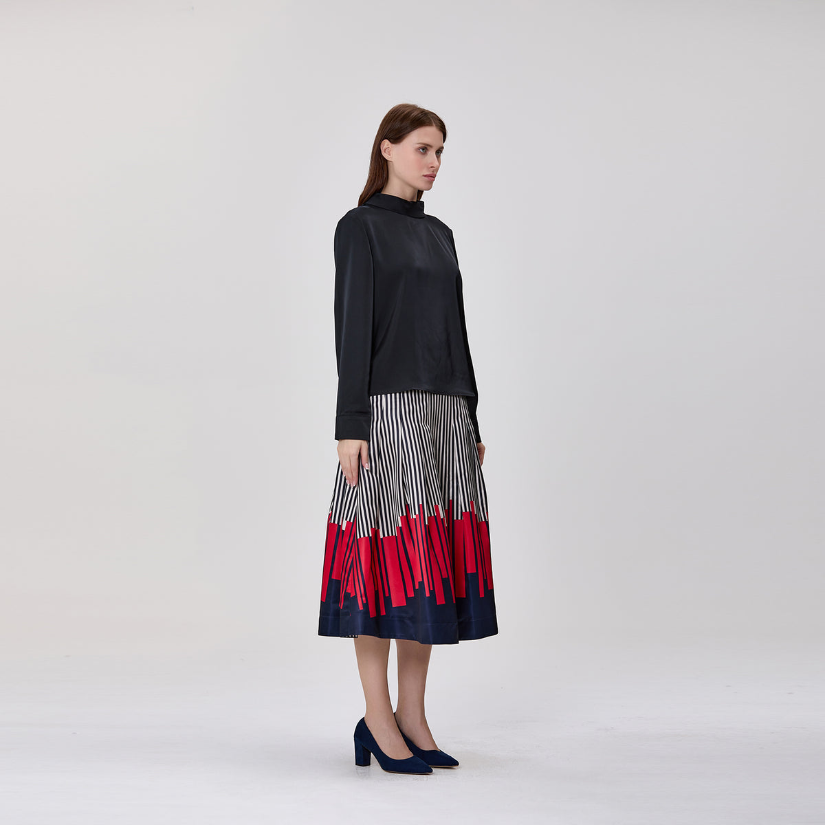 Blouse  à col montant et manches longues