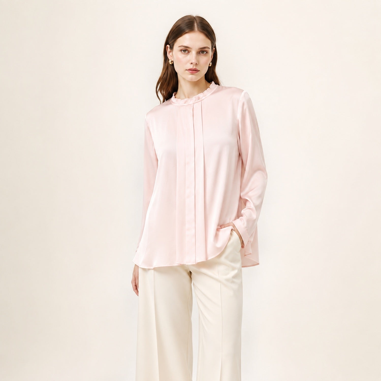 Blouse à manches longues avec plis sur le devant