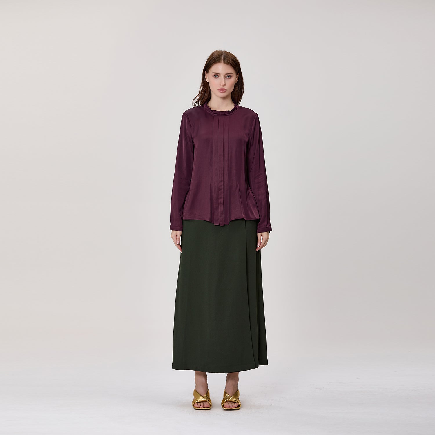 Blouse à manches longues avec plis sur le devant