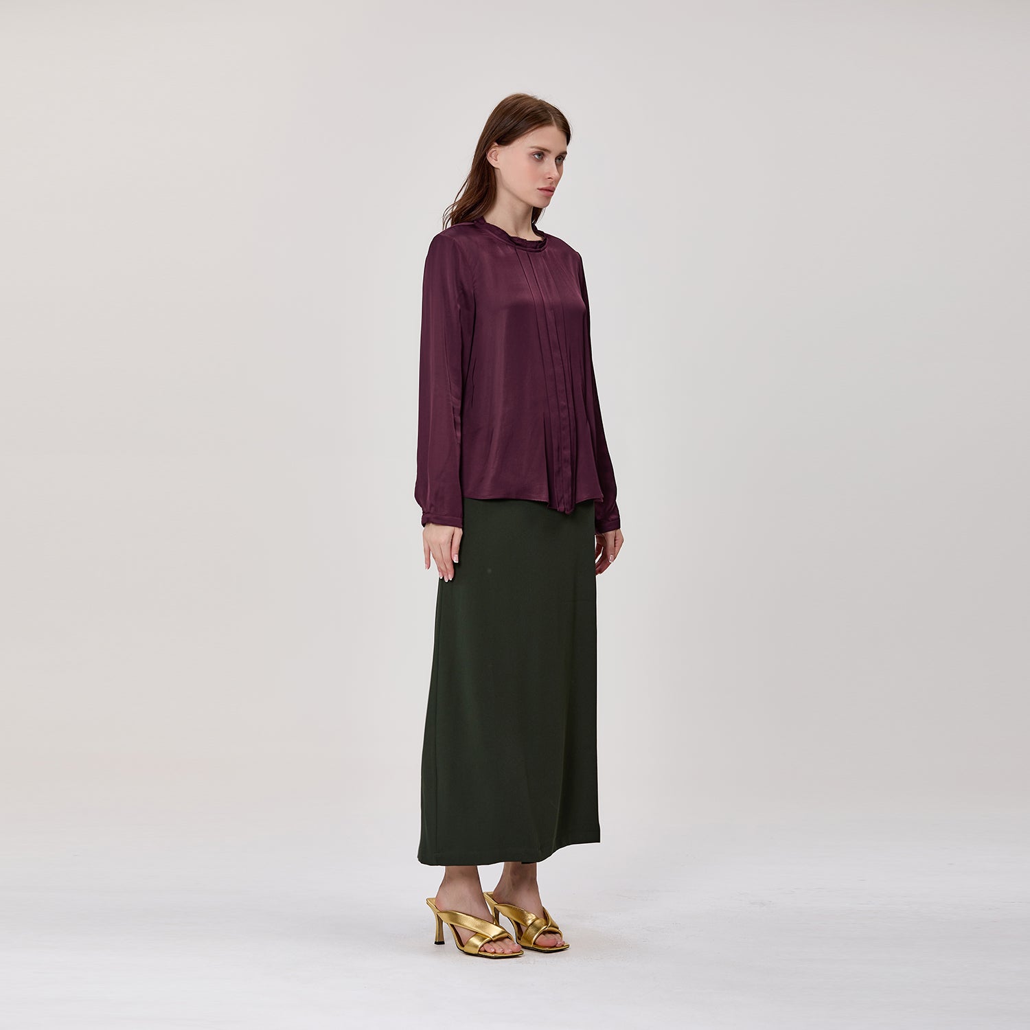 Blouse à manches longues avec plis sur le devant
