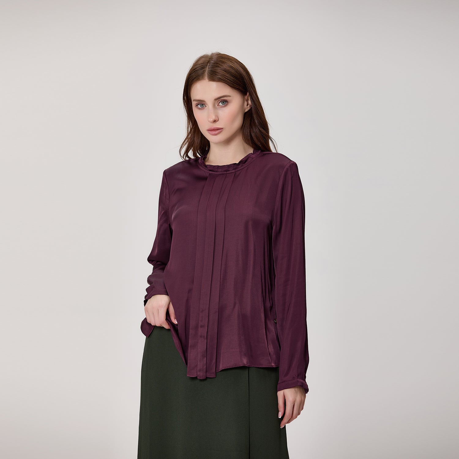 Blouse à manches longues avec plis sur le devant