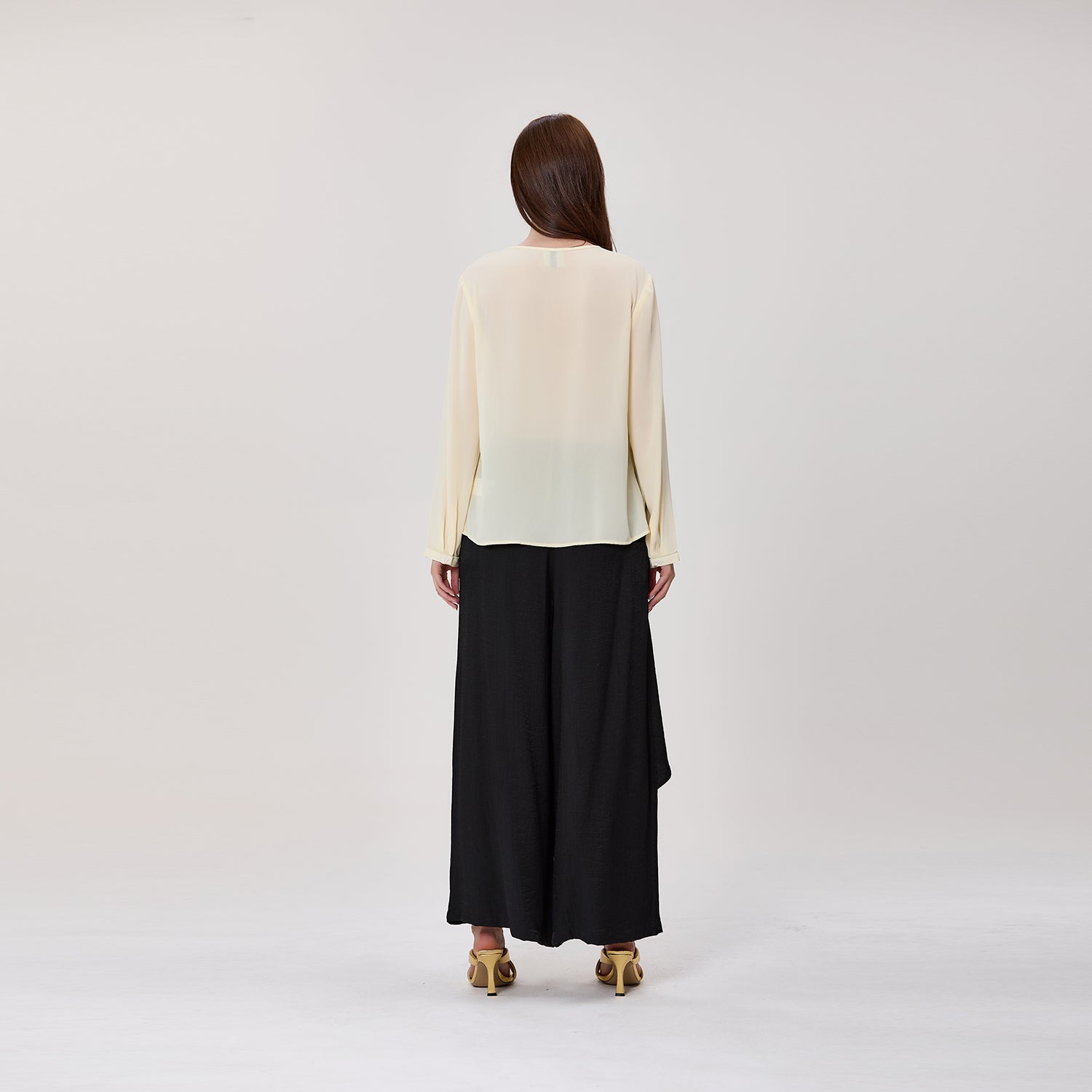Pantalon large effet jupe portefeuille