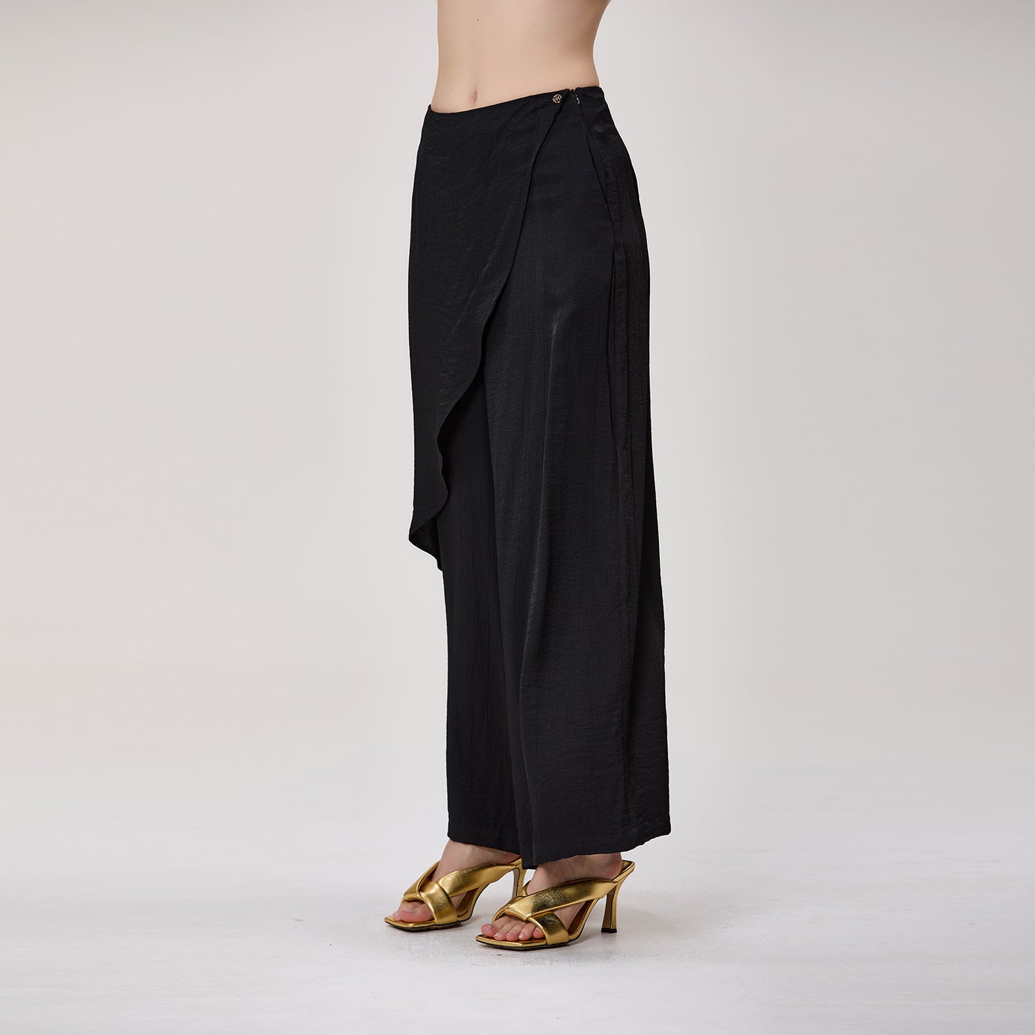 Pantalon large effet jupe portefeuille