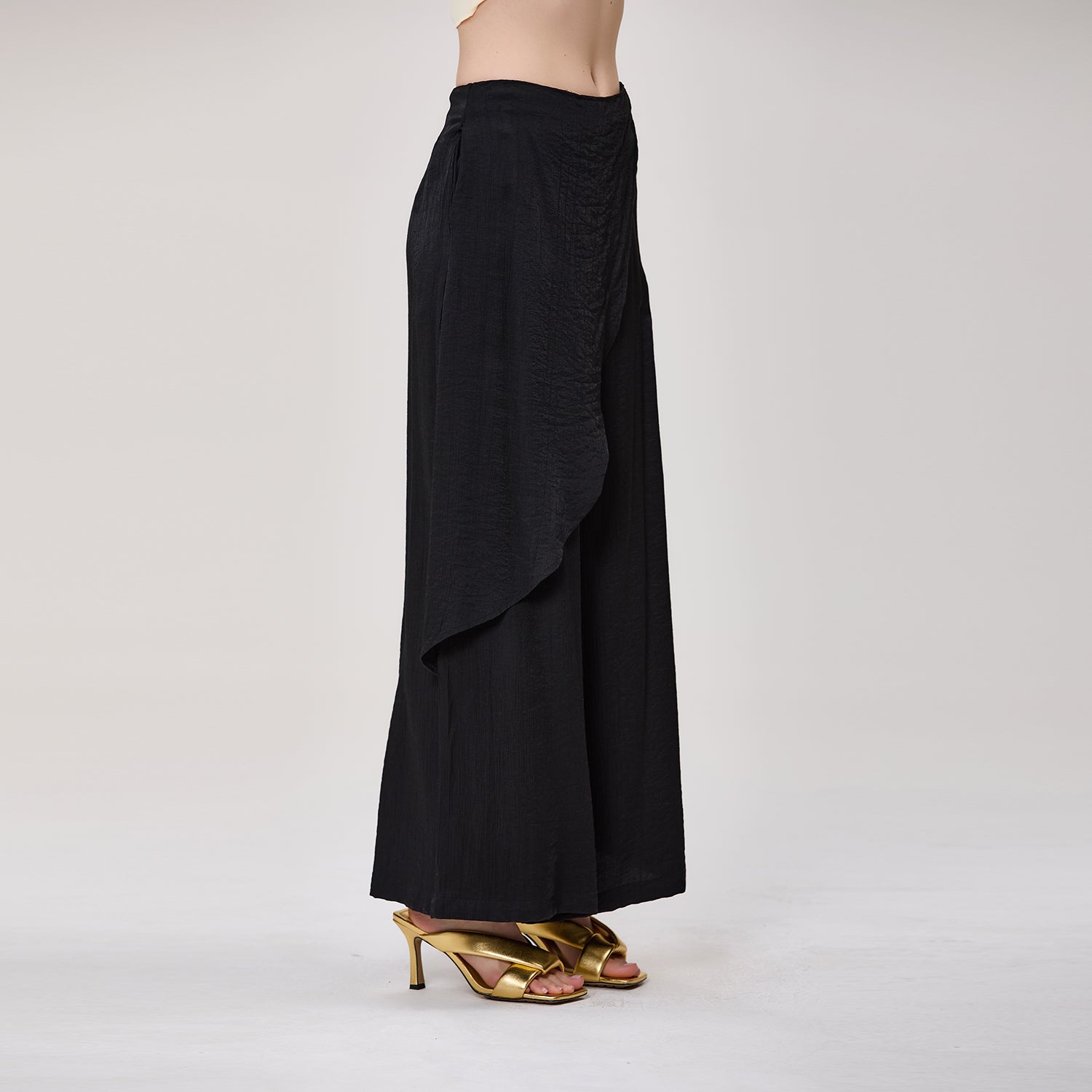 Pantalon large effet jupe portefeuille