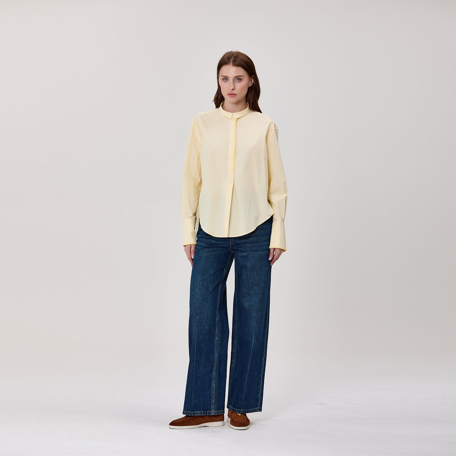 Chemise à col mao et coupe ample
