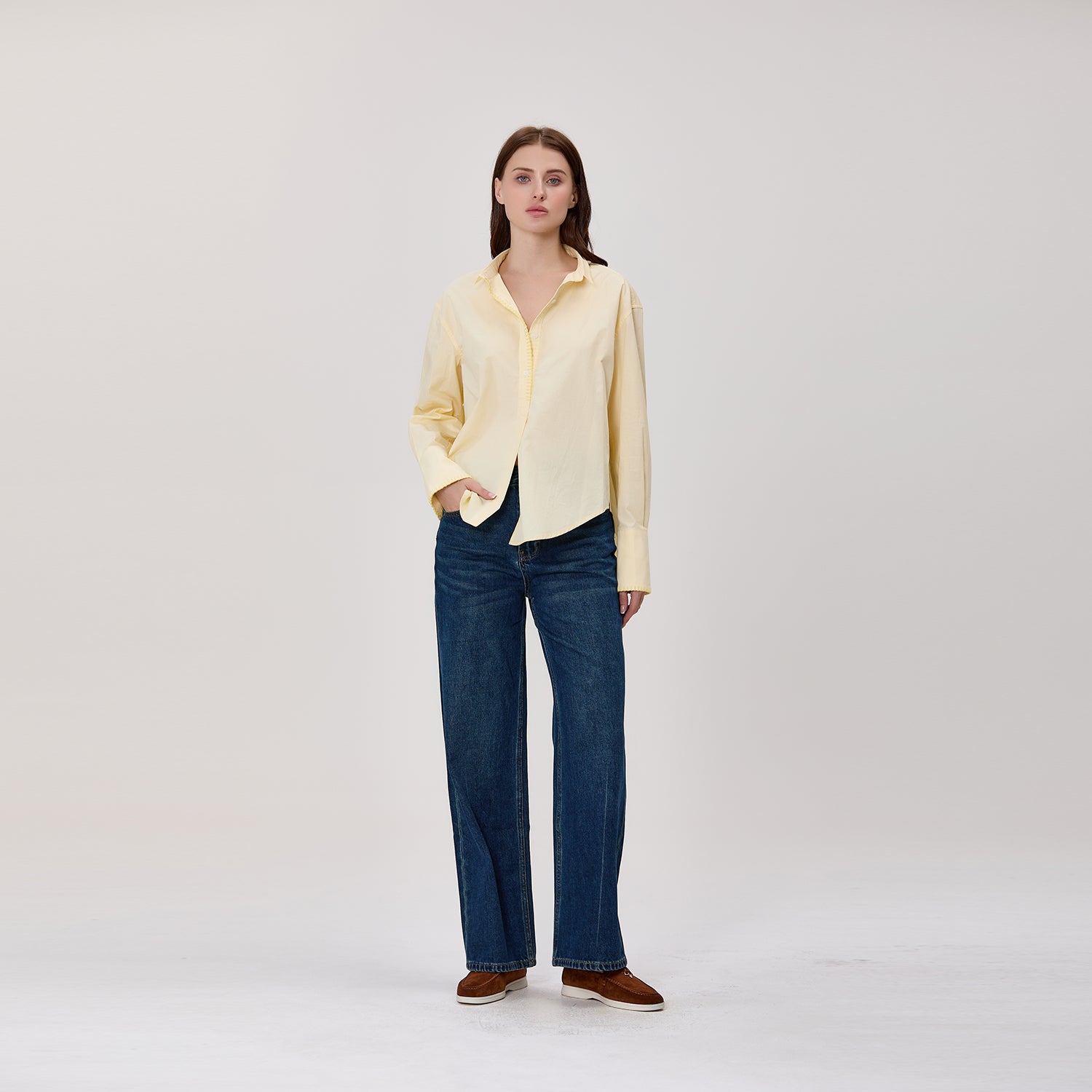 Chemise à col mao et coupe ample
