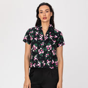 Chemise courte à imprimé fleuri
