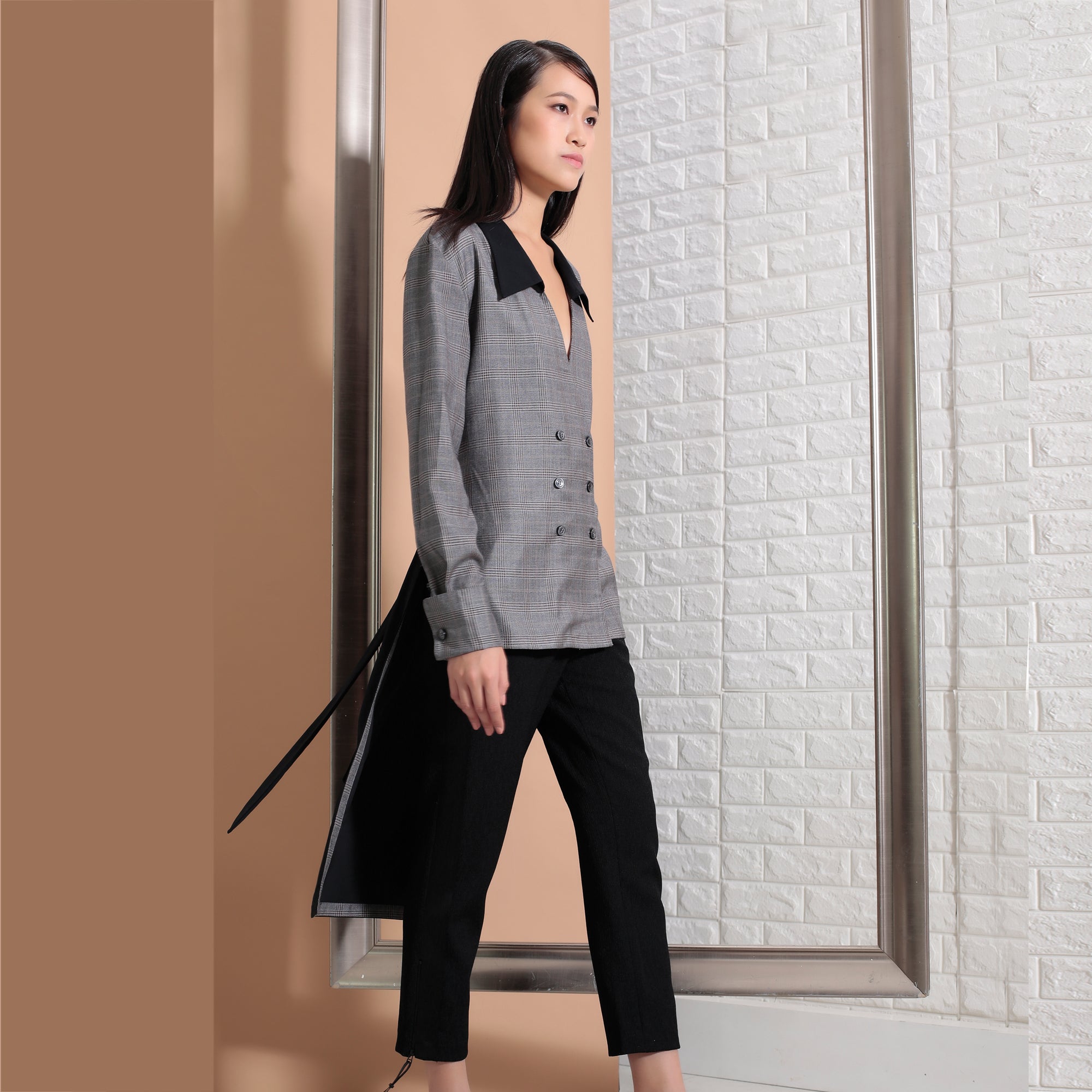 Chemise longue à double boutonnage