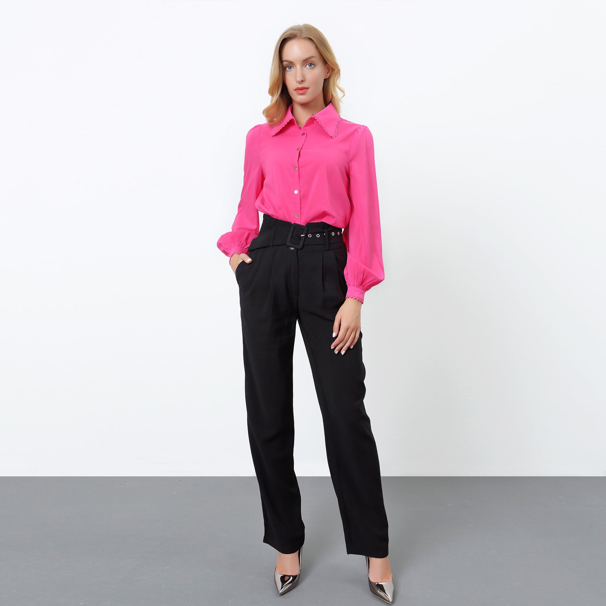 Chemise lavallière à manches longues