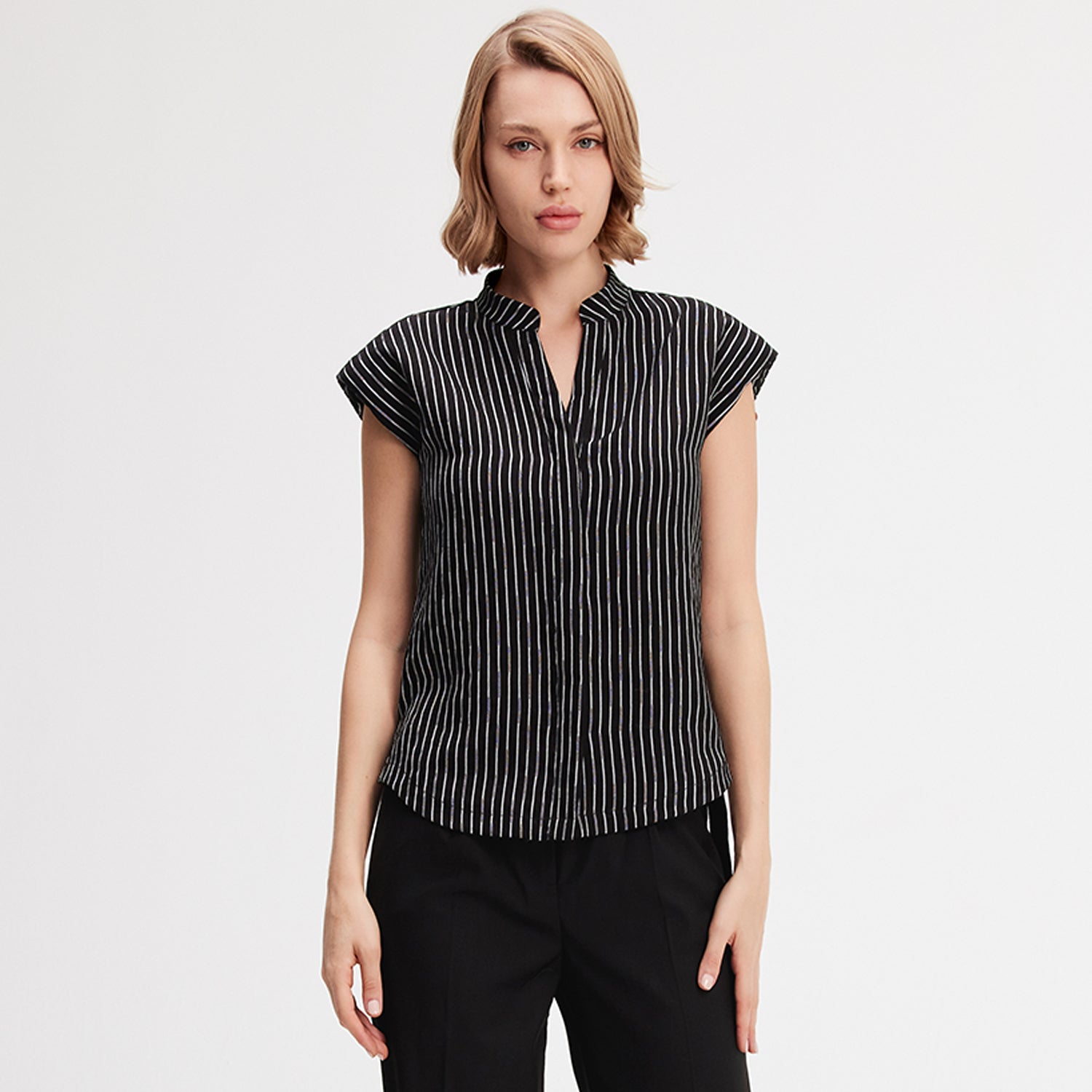Chemise bi-matière à rayures