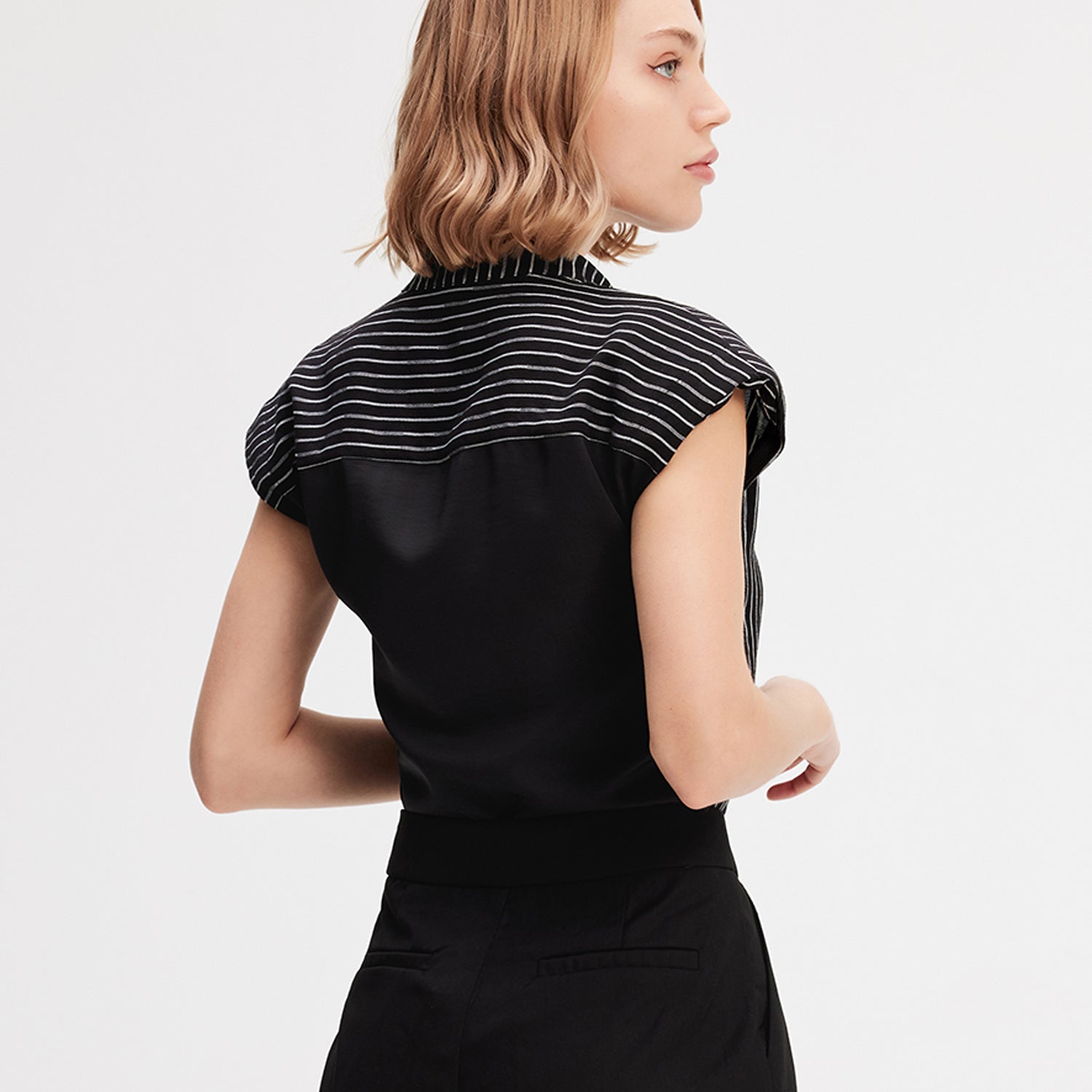 Chemise bi-matière à rayures