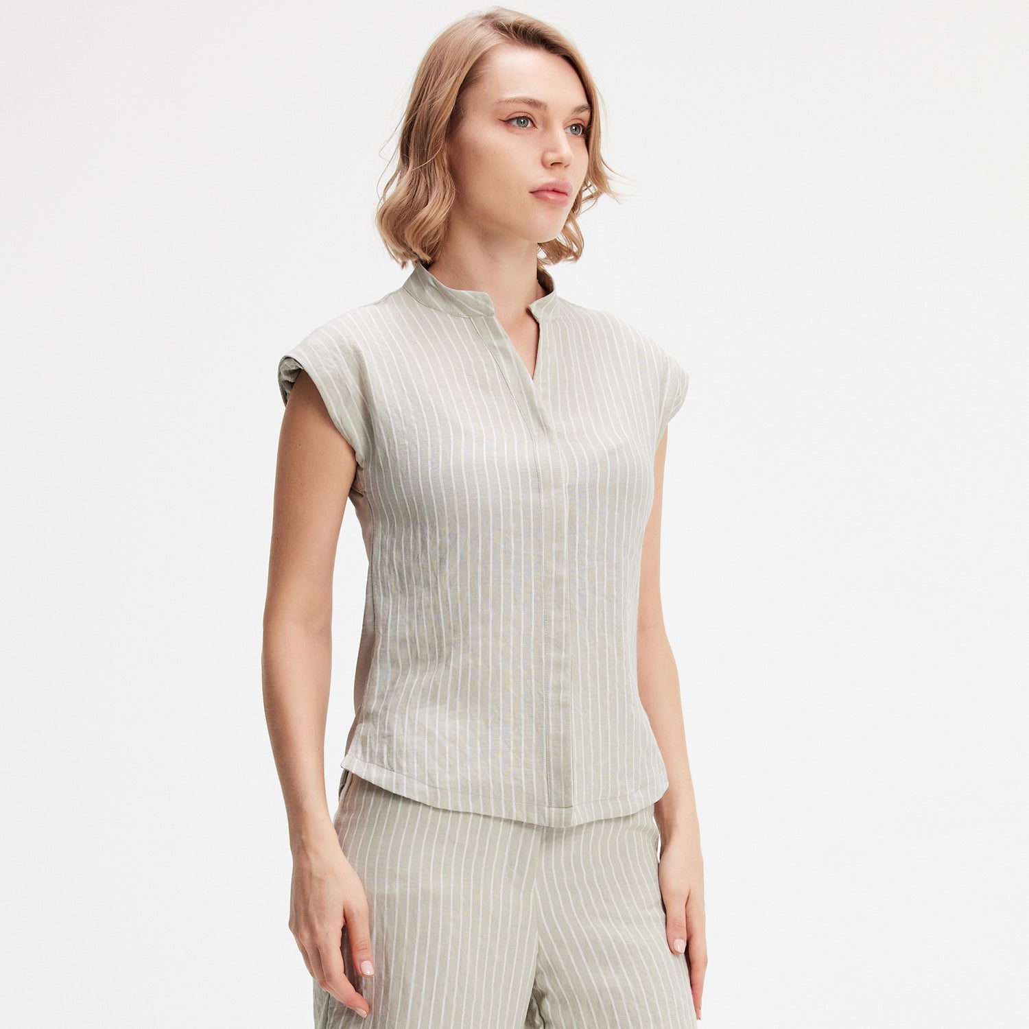 Chemise bi-matière à rayures