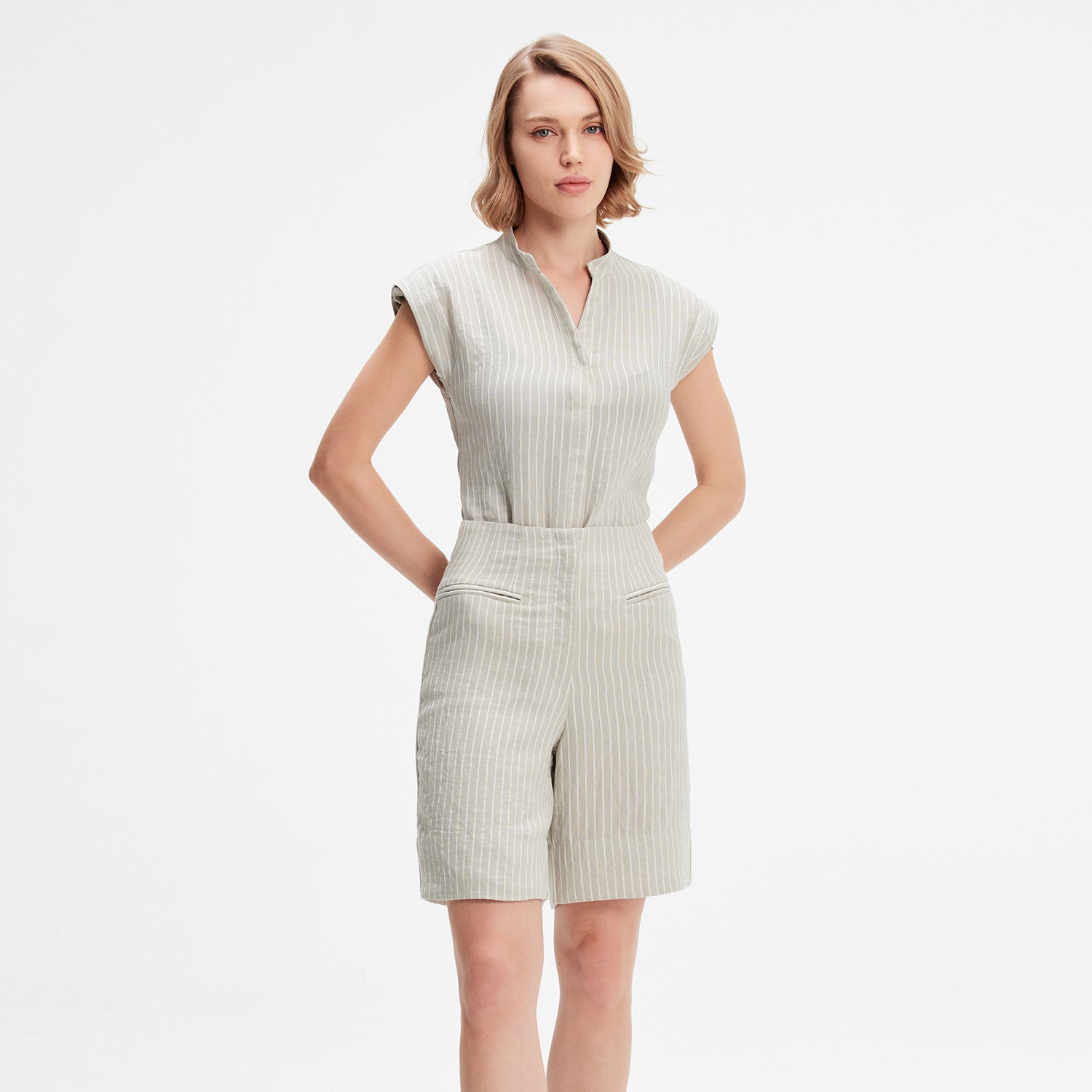 Chemise bi-matière à rayures