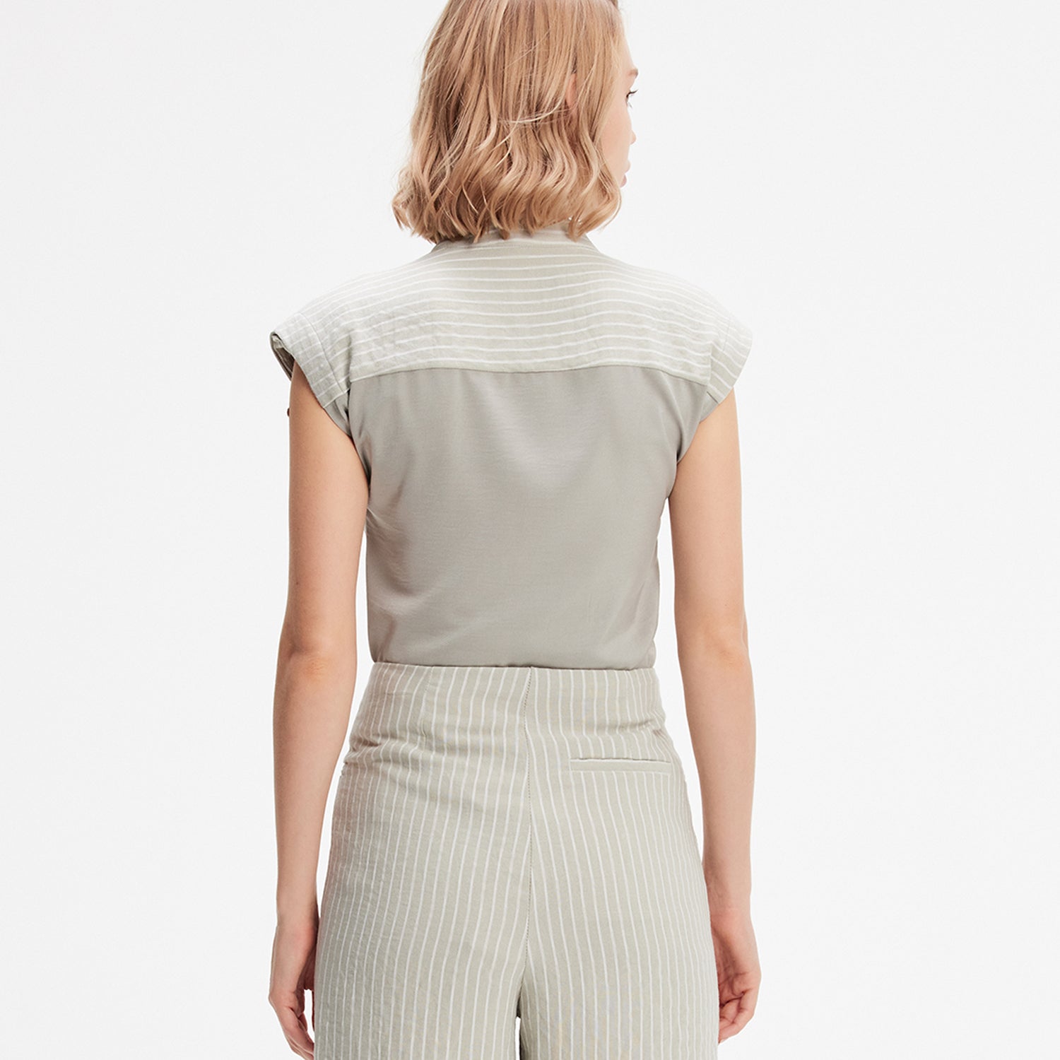 Chemise bi-matière à rayures