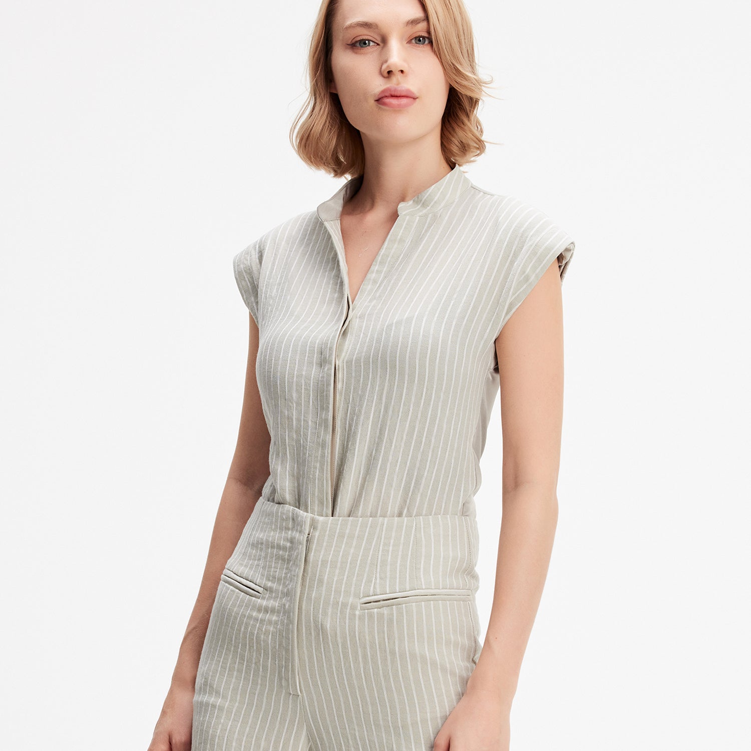 Chemise bi-matière à rayures