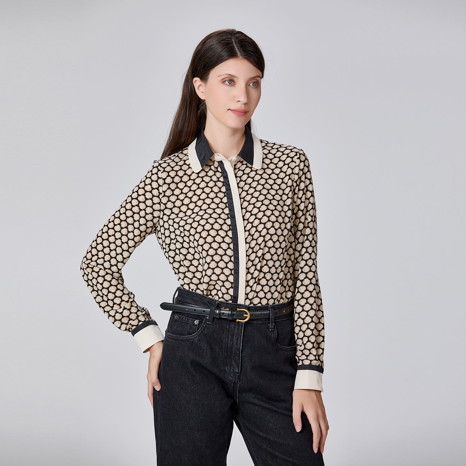 Chemise à imprimé graphique et col contrasté