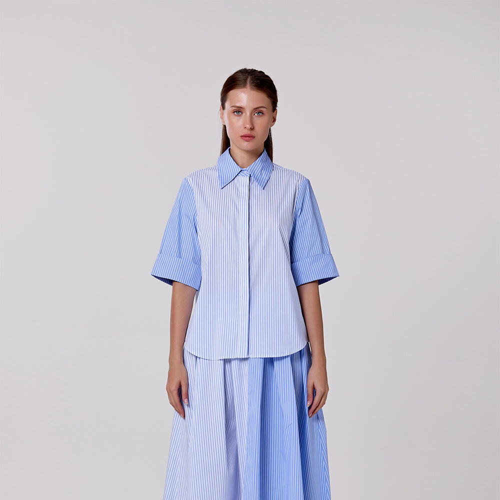 Chemise bicolore en coton