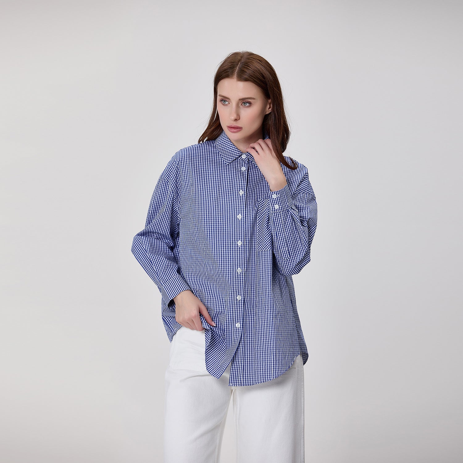 Chemise à rayures en coton avec poche poitrine brodée