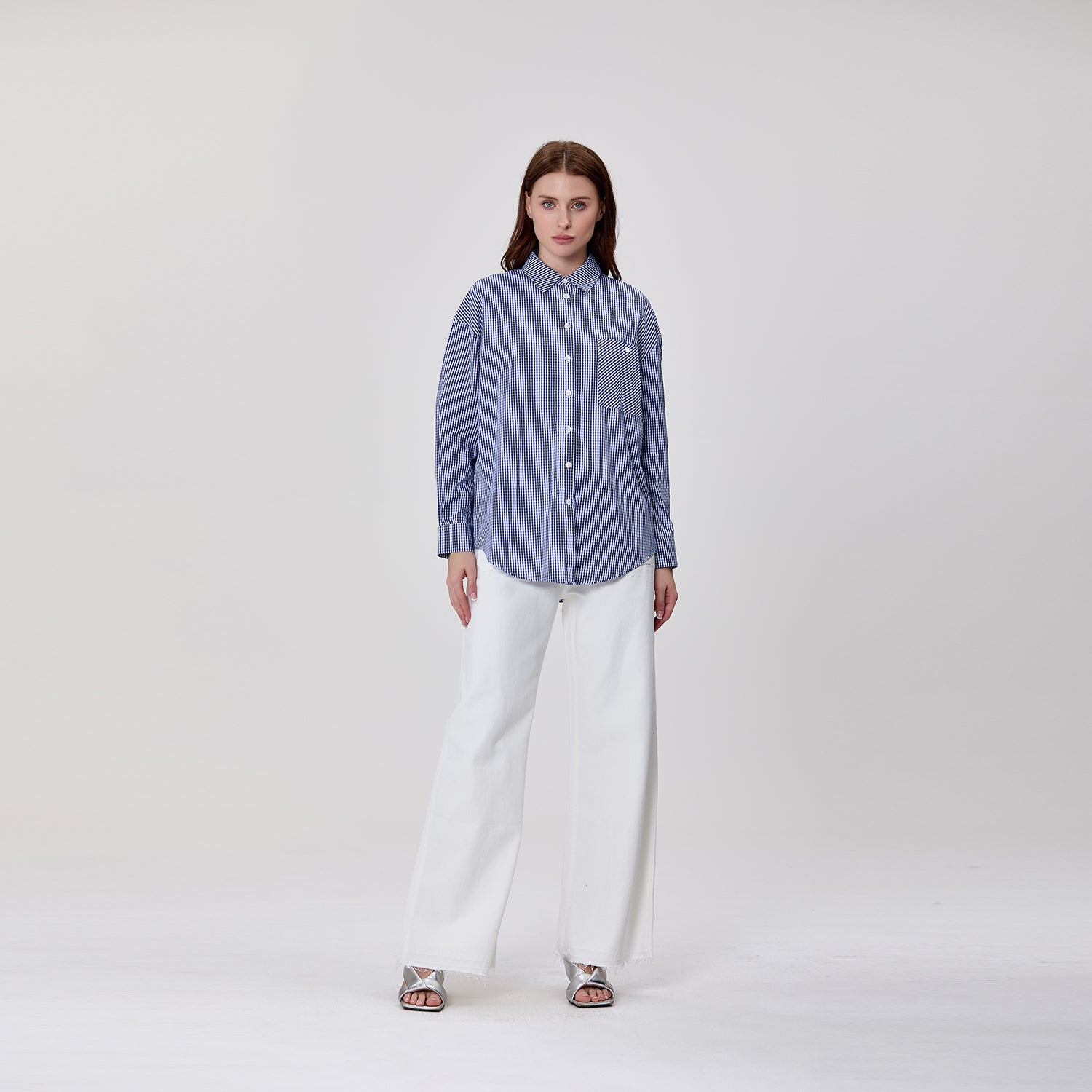 Chemise à rayures en coton avec poche poitrine brodée