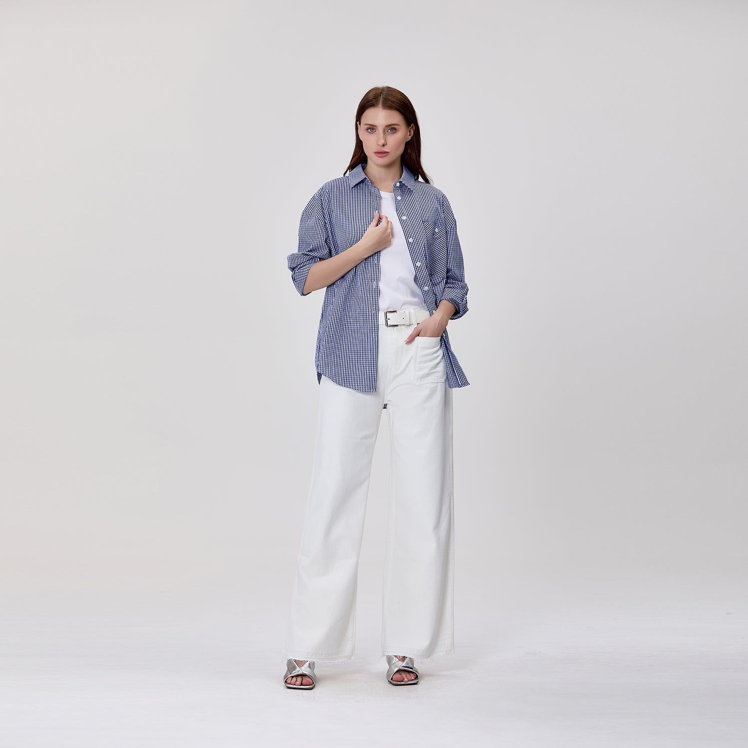Chemise à rayures en coton avec poche poitrine brodée