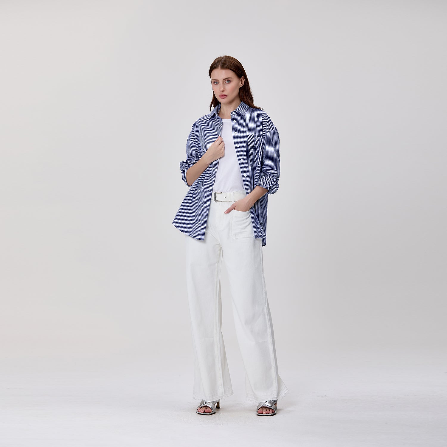 Chemise à rayures en coton avec poche poitrine brodée