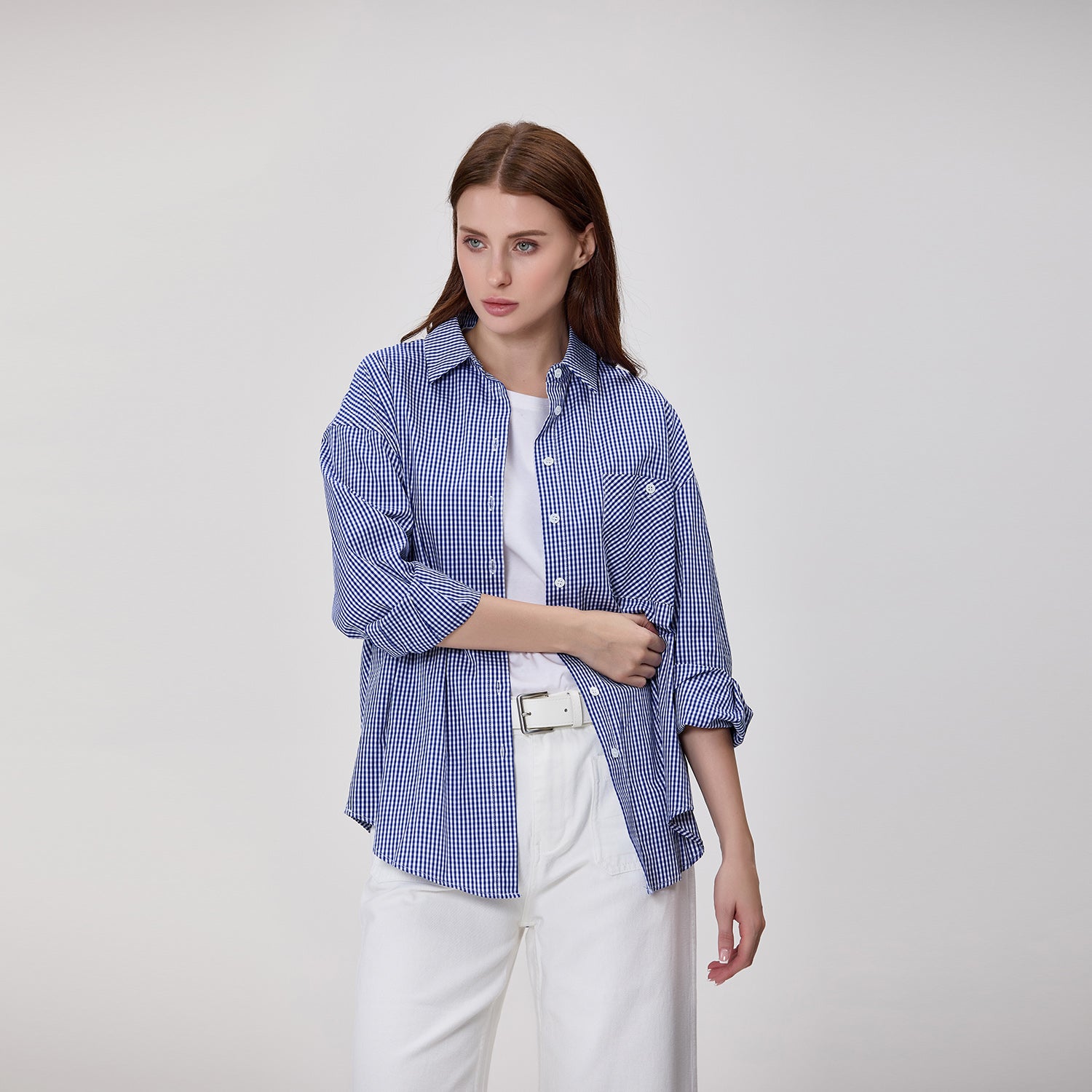 Chemise à rayures en coton avec poche poitrine brodée