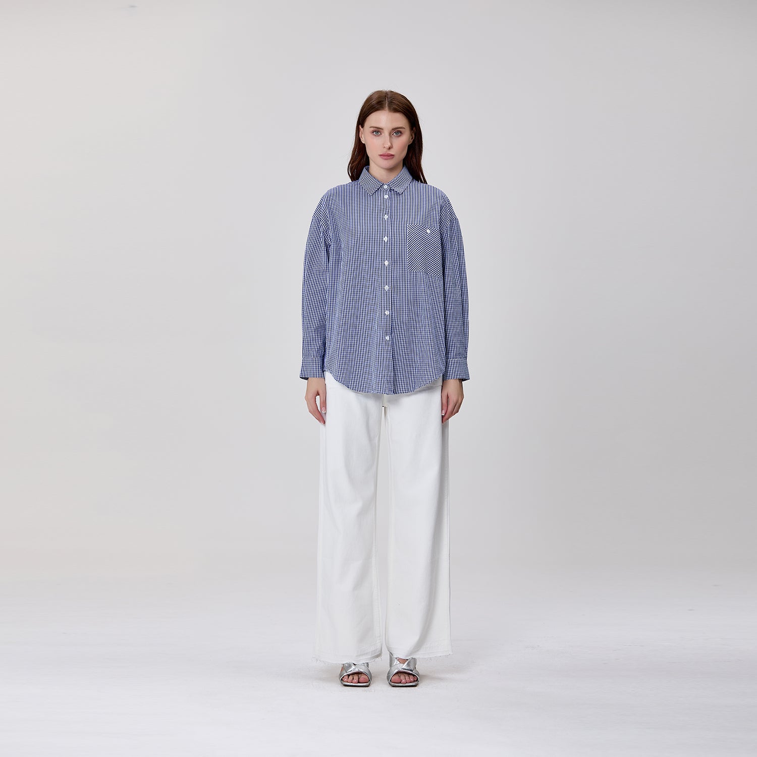 Chemise à rayures en coton avec poche poitrine brodée