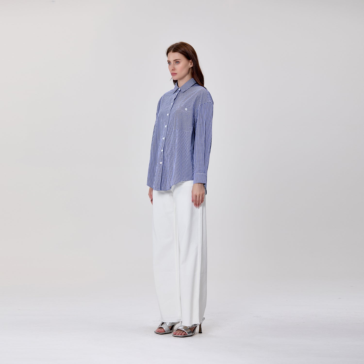 Chemise à rayures en coton avec poche poitrine brodée