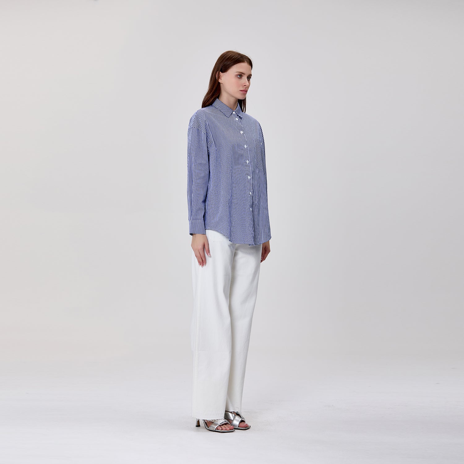 Chemise à rayures en coton avec poche poitrine brodée