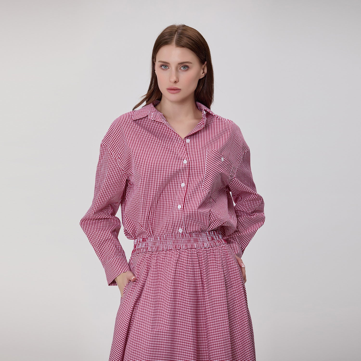 Chemise à rayures en coton avec poche poitrine brodée