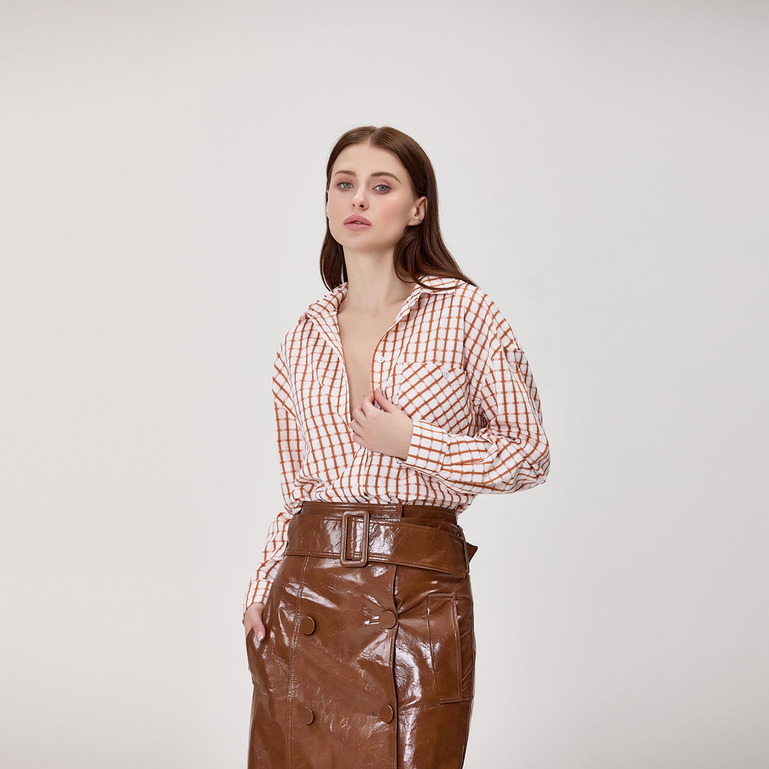 Chemise oversize à carreaux avec poche poitrine