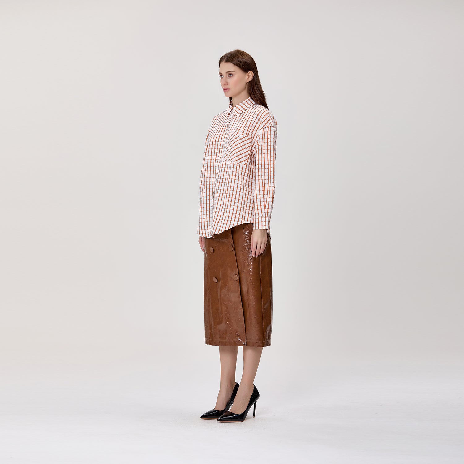 Chemise oversize à carreaux avec poche poitrine