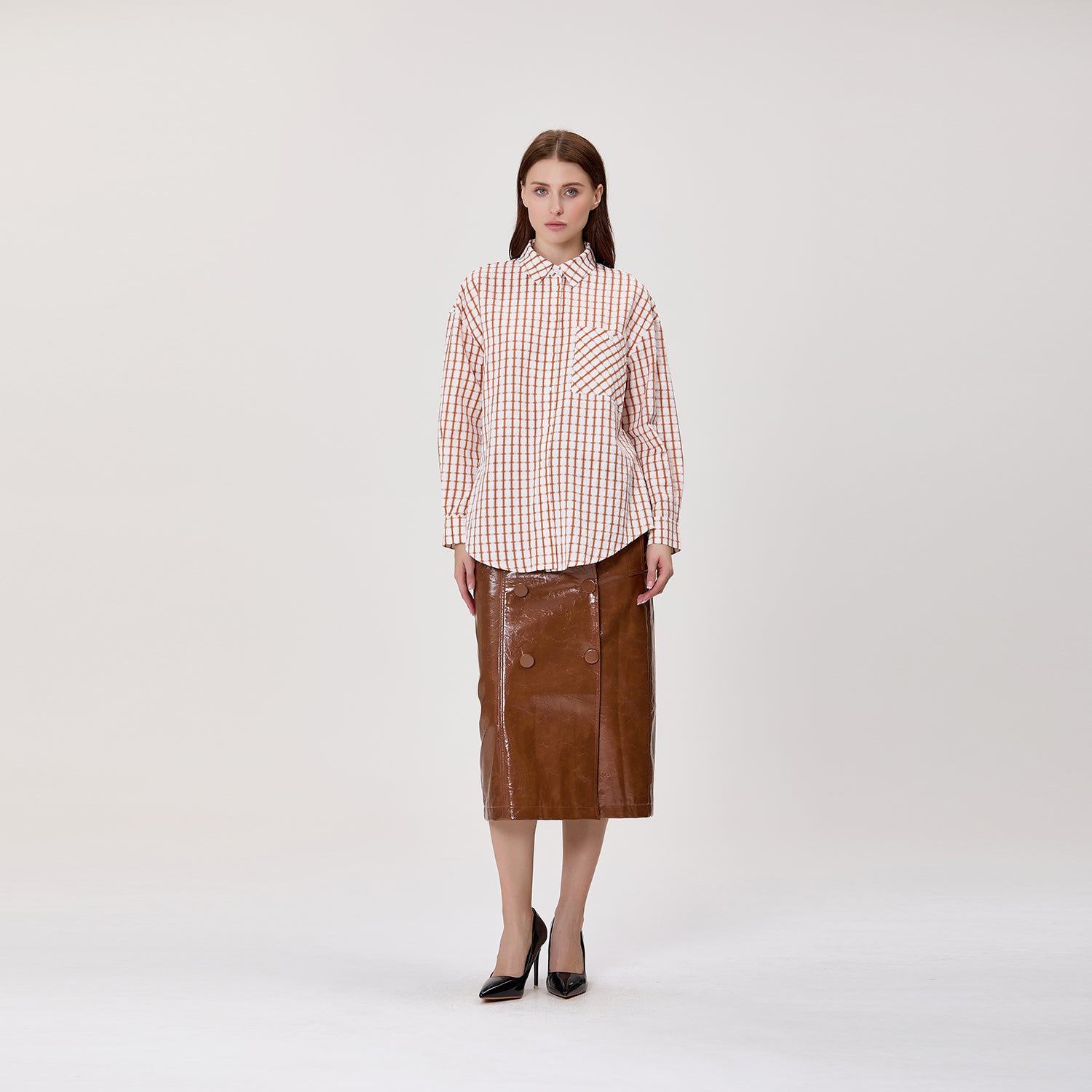 Chemise oversize à carreaux avec poche poitrine