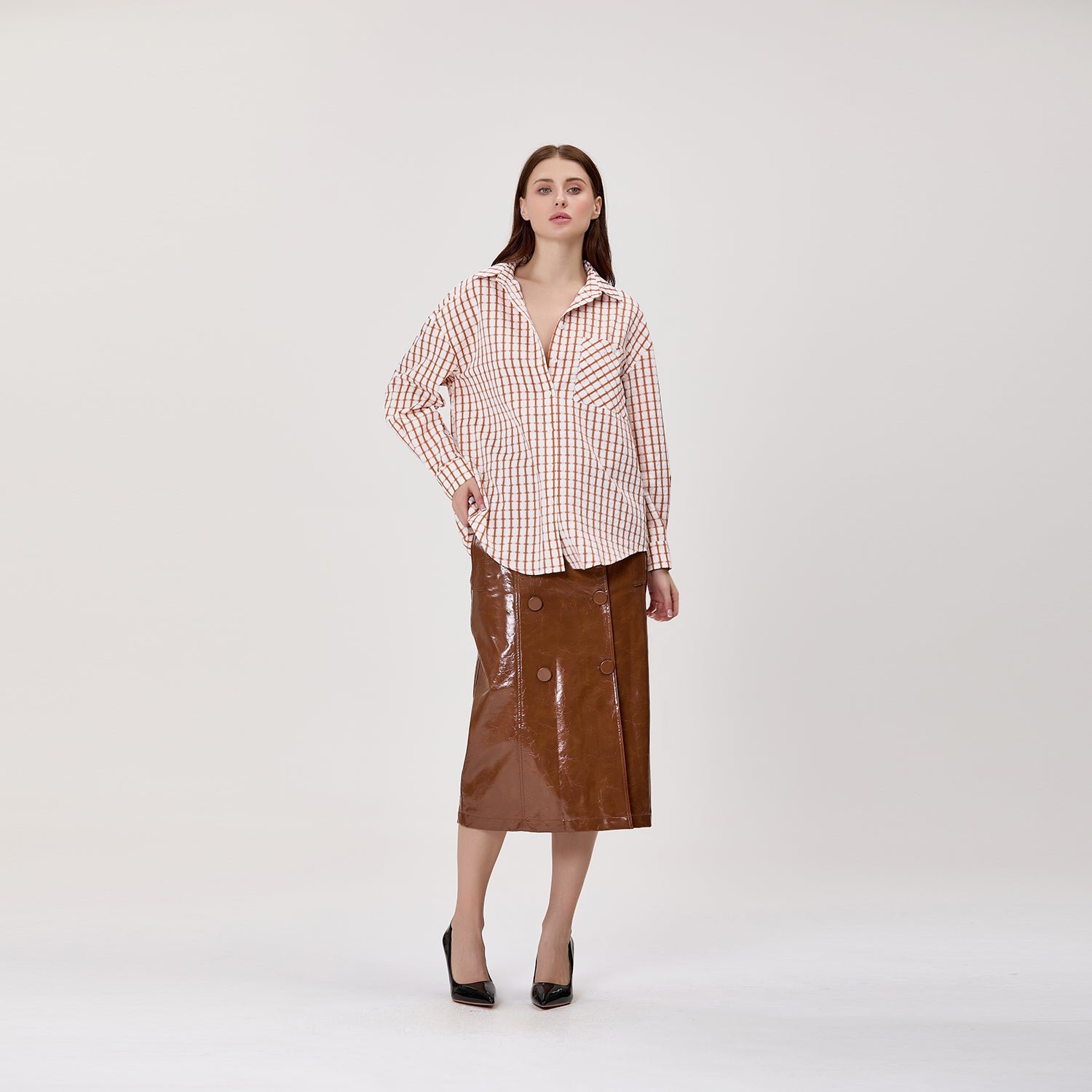 Chemise oversize à carreaux avec poche poitrine