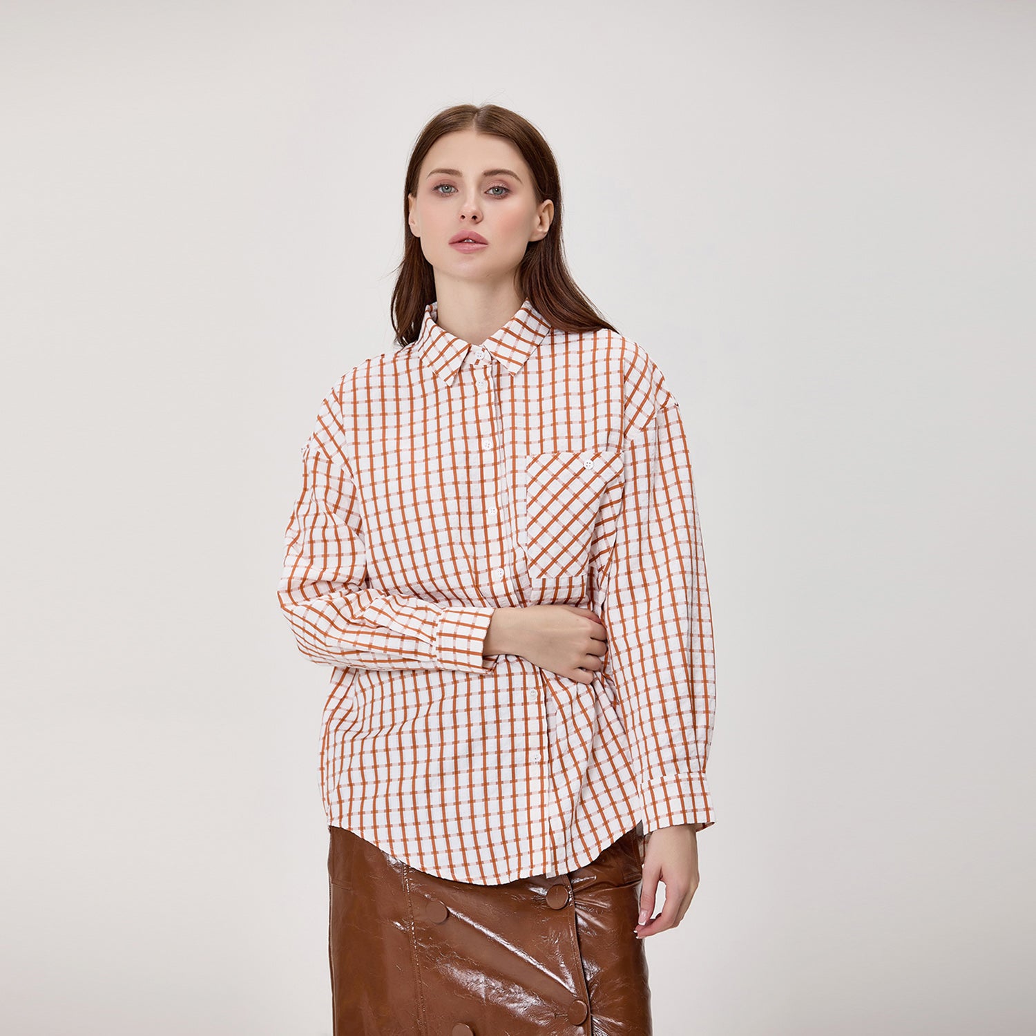 Chemise oversize à carreaux avec poche poitrine