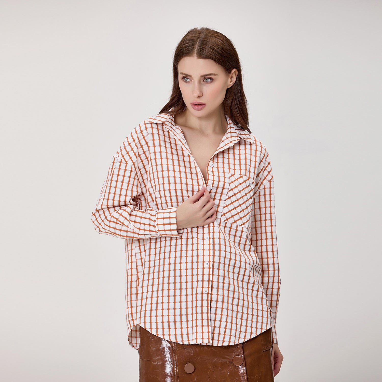 Chemise oversize à carreaux avec poche poitrine