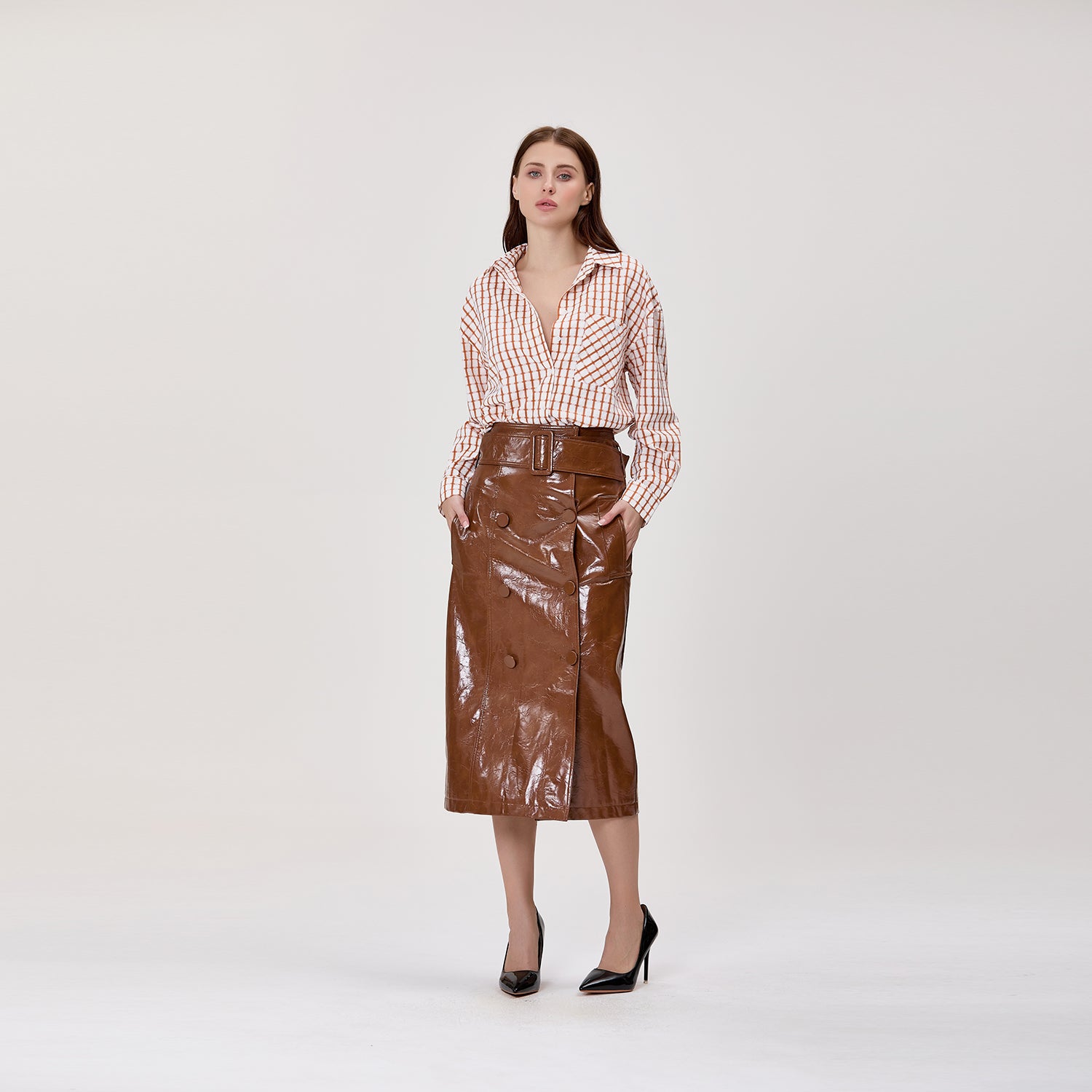 Chemise oversize à carreaux avec poche poitrine