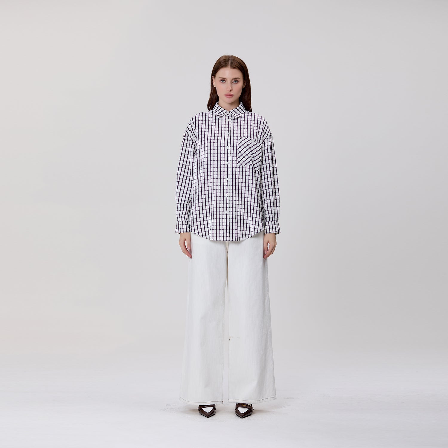 Chemise oversize à carreaux avec poche poitrine