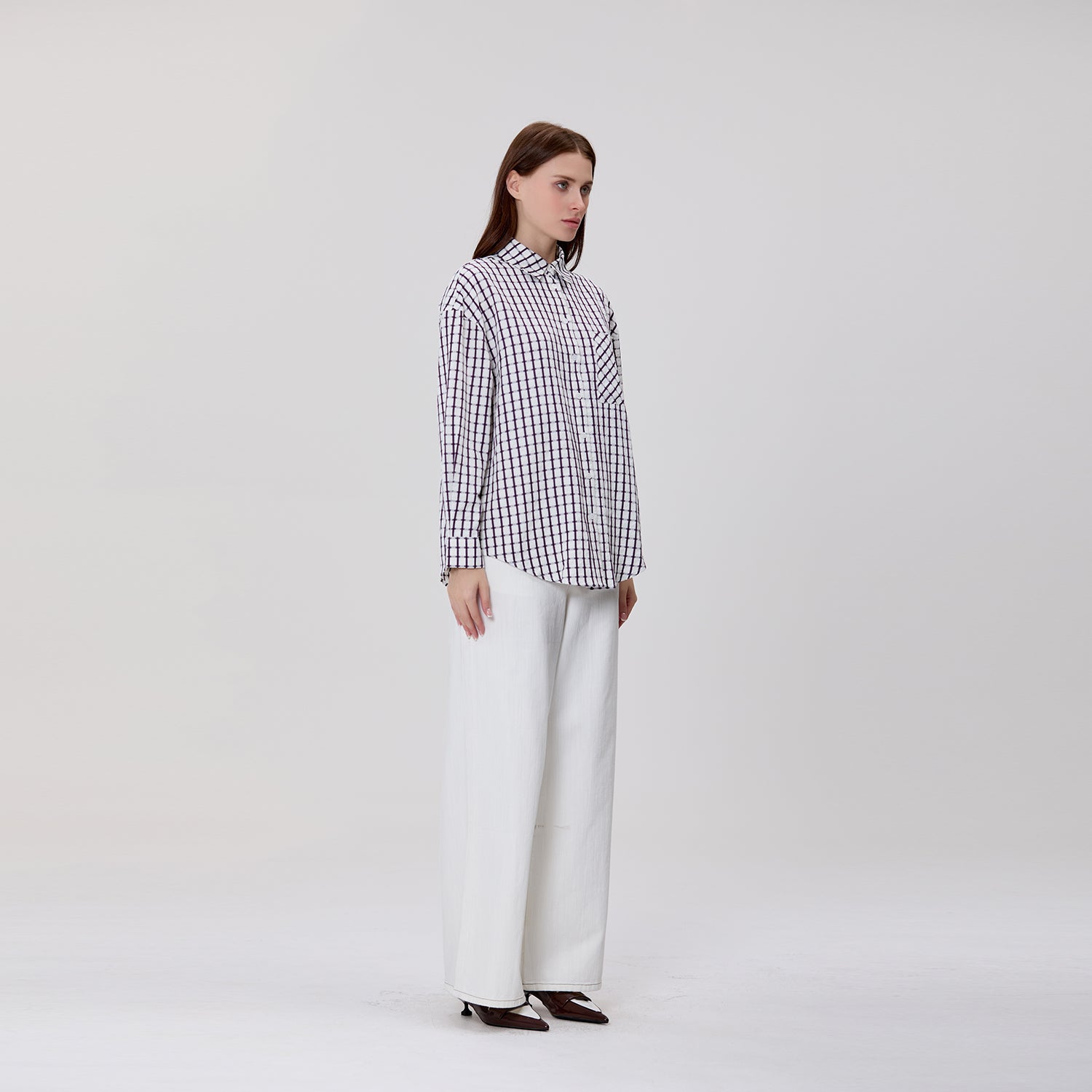 Chemise oversize à carreaux avec poche poitrine