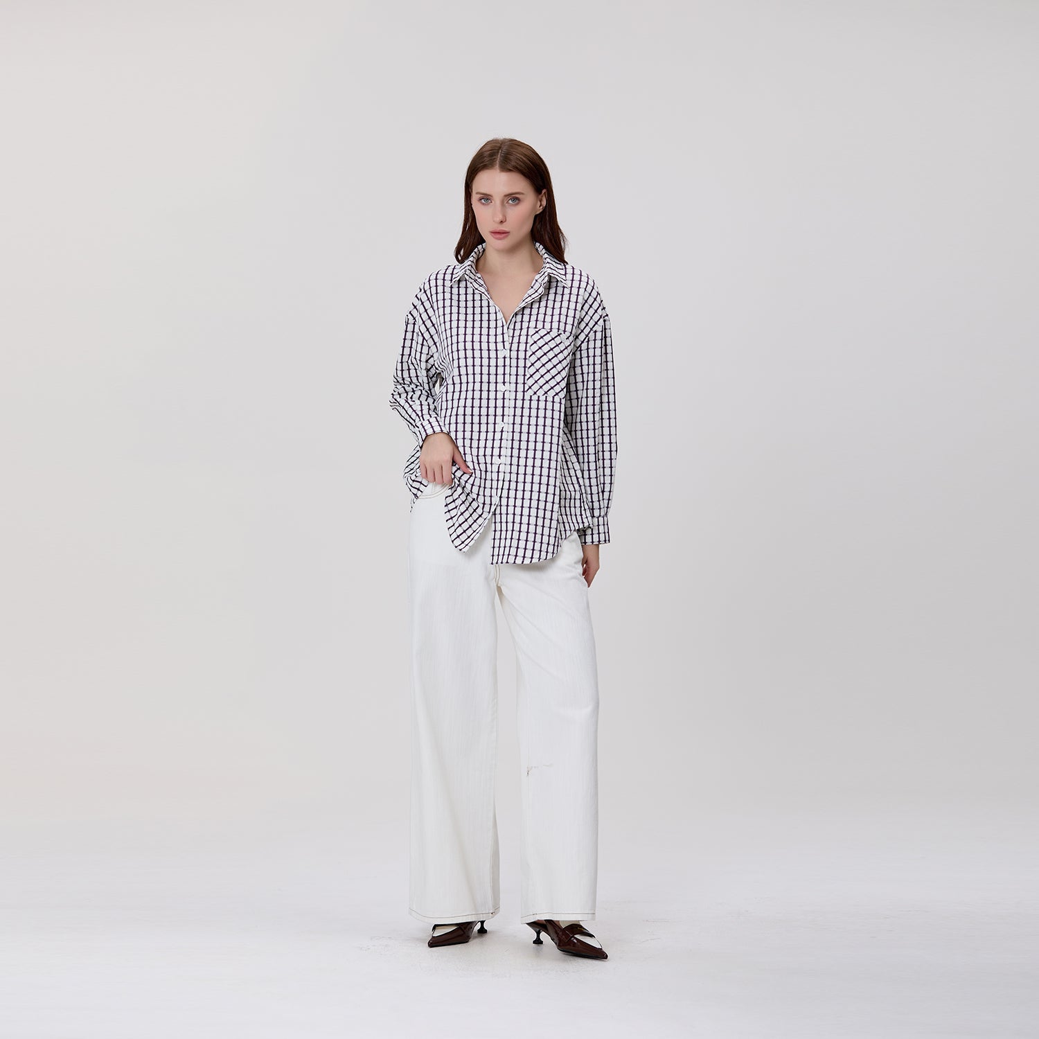 Chemise oversize à carreaux avec poche poitrine