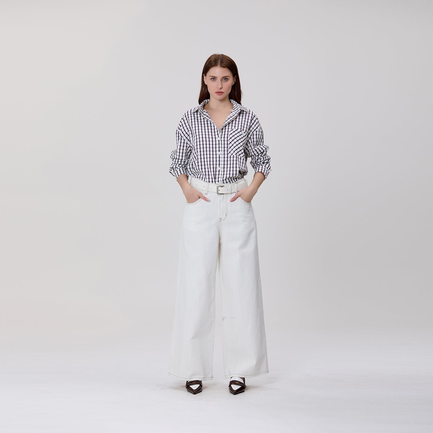 Chemise oversize à carreaux avec poche poitrine