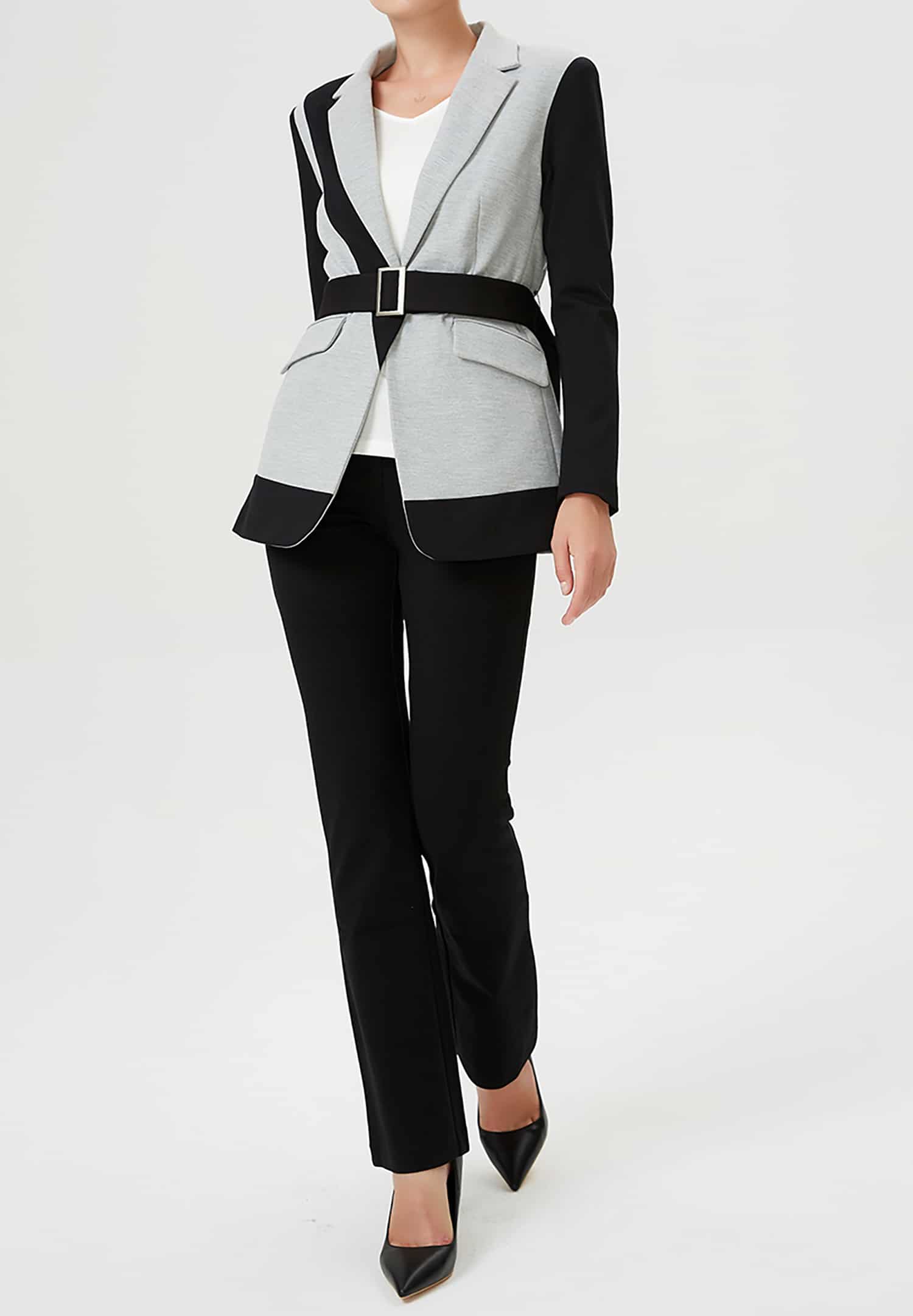 Veste tailleur bi-matière en jersey