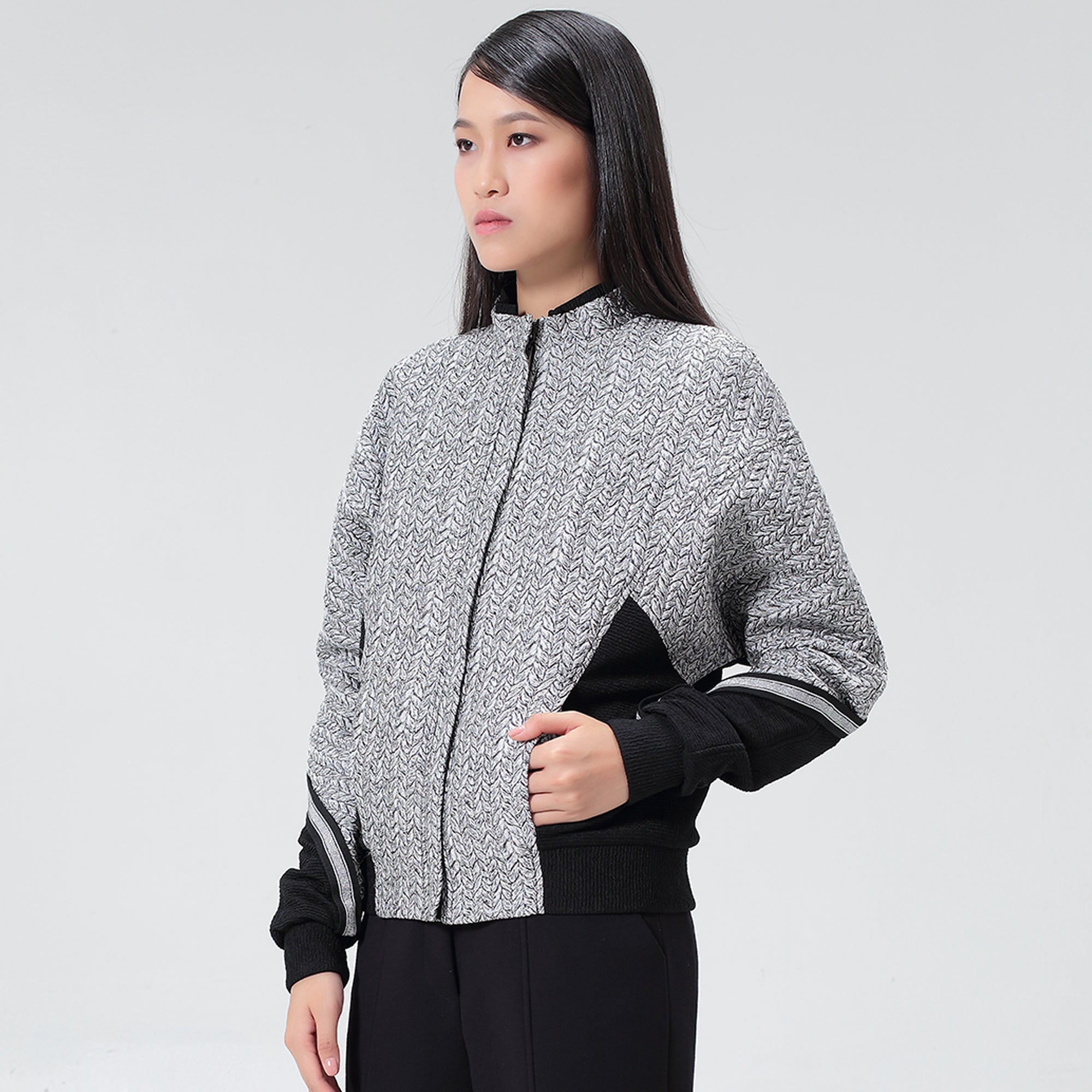 Blouson jacquard bi-matière