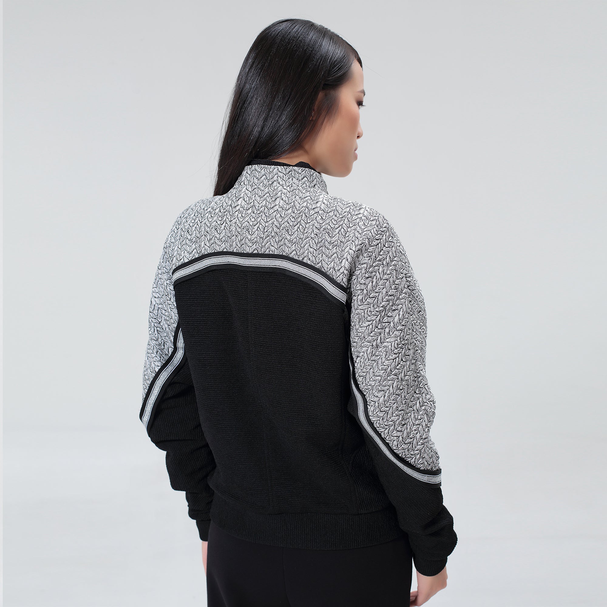 Blouson jacquard bi-matière