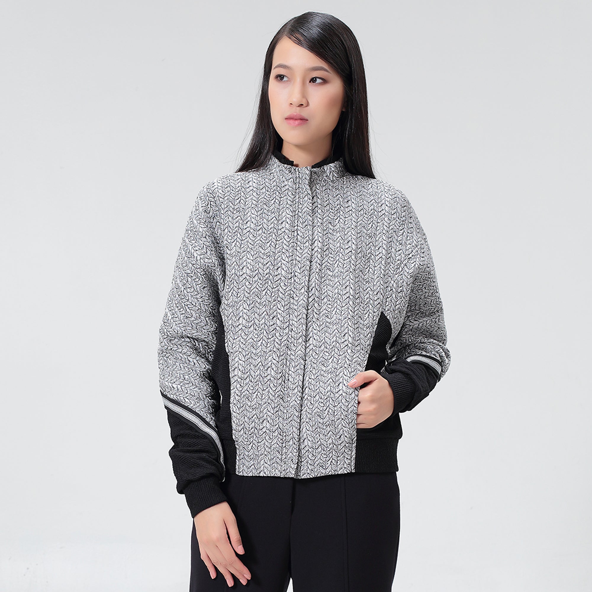 Blouson jacquard bi-matière