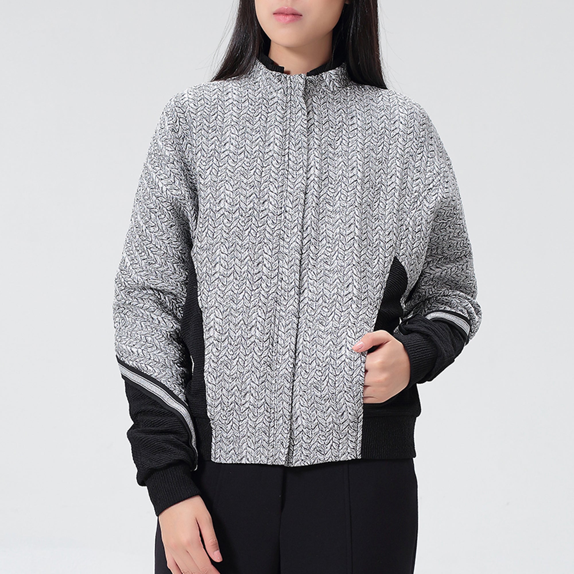 Blouson jacquard bi-matière