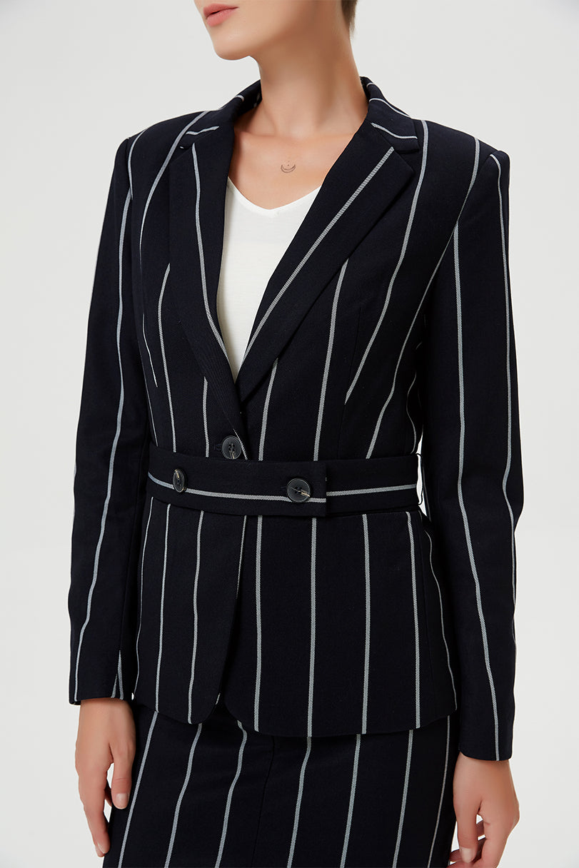 Blazer ajusté à fine rayures